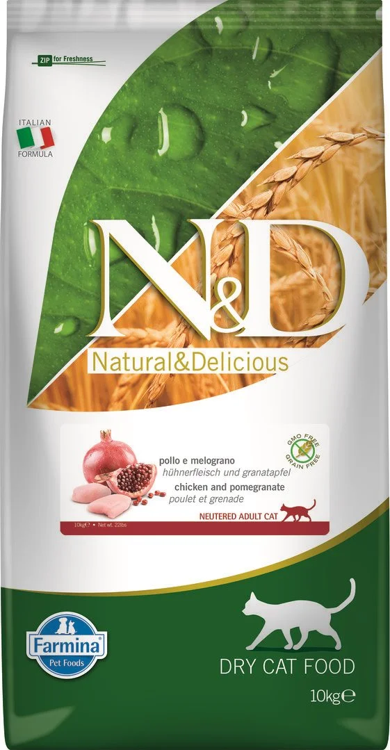 N&D PRIME CAT Neutered Chicken & Pomegranate 10kg granule pro kastrované kočky