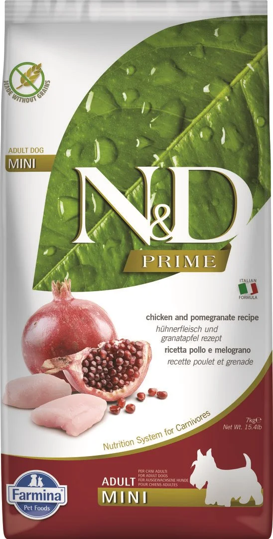 N&D PRIME DOG Adult Mini Chicken & Pomegranate 7kg granule pre psov