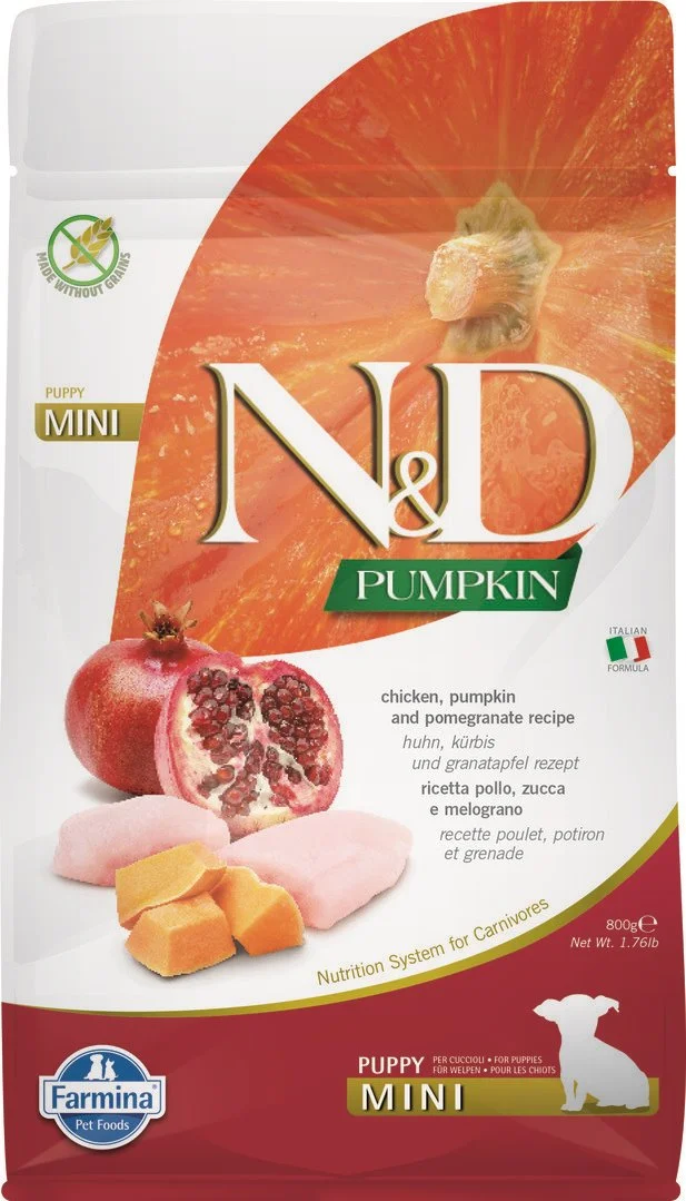 N&D PUMPKIN DOG Puppy Mini Chicken & Pomegranate 800g granule pro štěňata