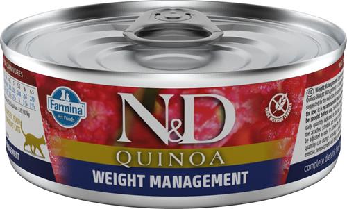 N&D QUINOA CAT Adult Weight Management Lamb & Brocolli 80g konzerva pre mačky