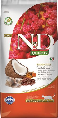 N&D QUINOA CAT Skin & Coat Herring & Coconut 5 kg granúl pre mačky