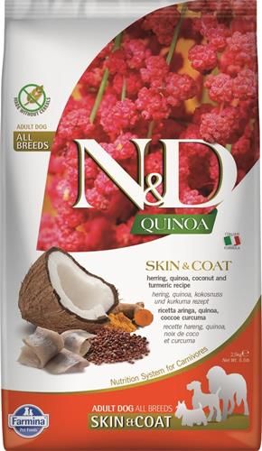 N&D QUINOA DOG Skin & Coat Herring & Coconut 2,5kg granule pro psy