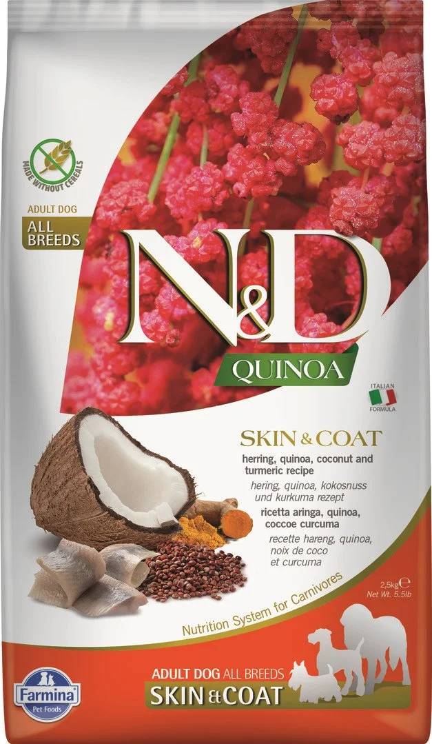N&D QUINOA DOG Skin & Coat Herring & Coconut 2,5kg granule pro psy