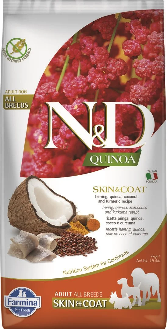 N&D QUINOA DOG Skin & Coat Herring & Coconut 7 kg granúl pre psov