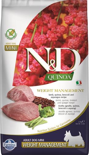 N&D QUINOA DOG Weight Management Lamb & Broccoli Mini 2,5kg granule pre psov