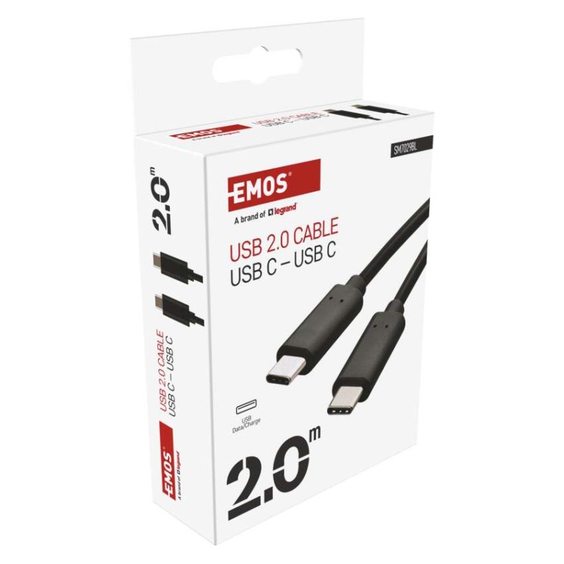 Nabíjací a dátový kábel EMOS 2.0 USB-C / USB-C, 2 m, čierny