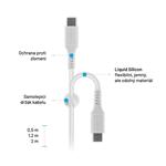Nabíjací a dátový kábel FIXED Liquid Silicone s konektormi USB-C/USB-C a podporou PD, 1,2 m, USB 2.0, 60 W, biely