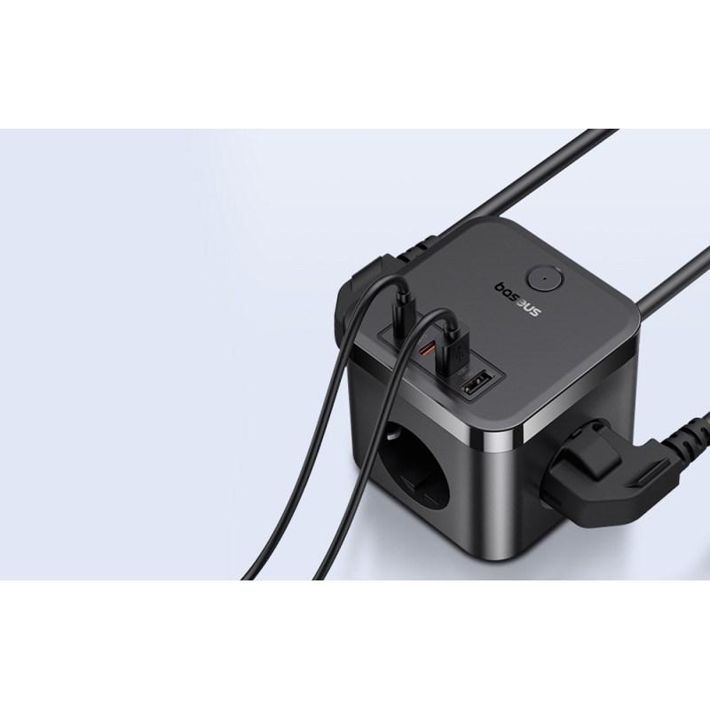 Nabíjacia stanica Baseus PowerCombo Cube 30W 3x zásuvka, 2xUSB, 2xUSB-C čierna