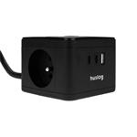 Nabíjacia stanica Huslog 12W 2xzásuvka, 2xUSB-C, 1xUSB čierna