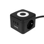 Nabíjacia stanica Huslog 12W 2xzásuvka, 2xUSB-C, 1xUSB čierna