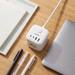 Nabíjacia stanica Huslog 15 W, 3 zásuvky, 2x USB-C, 2x USB, biela