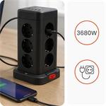 Nabíjacia stanica Huslog 15W 12xzásuvka, 2xUSB-C, 2xUSB čierna