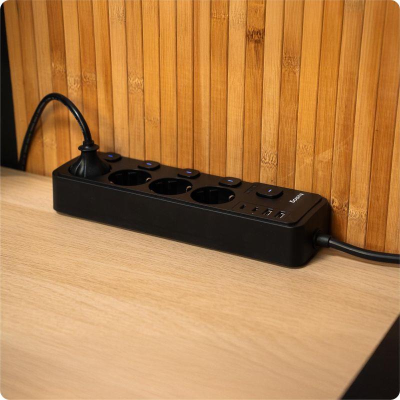 Nabíjacia stanica Huslog 15W 4xzásuvka, 2xUSB-C, 2xUSB, 5x vypínač čierna