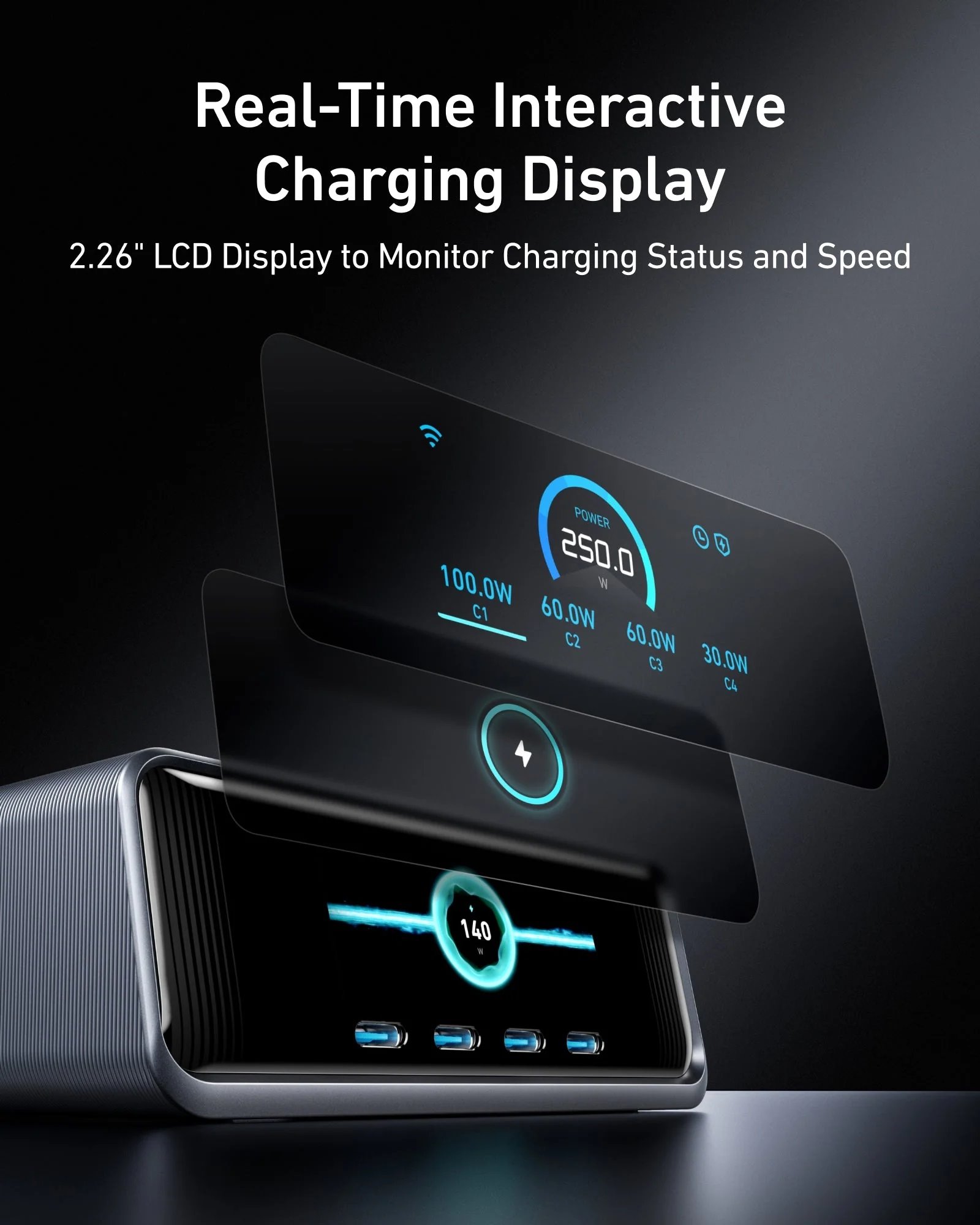 Nabíjačka Anker Prime 250W, 4x USB-C, 2x USB-A, GaNPrime
