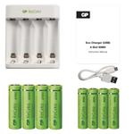 Nabíjačka batérií GP Eco E411 + 4× AA 2100 + 4× AAA 800