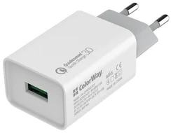 Nabíjačka ColorWay AC 1xUSB QC3.0 18W, biela