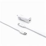 Nabíjačka do auta FIXED s výstupom USB-C a káblom USB-C/USB-C, podpora PD, 1 meter, 18 W, biela