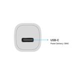 Nabíjačka do auta FIXED s výstupom USB-C a káblom USB-C/USB-C, podpora PD, 1 meter, 18 W, biela
