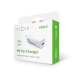 Nabíjačka do auta FIXED s výstupom USB-C a podporou PD, 18 W, biela