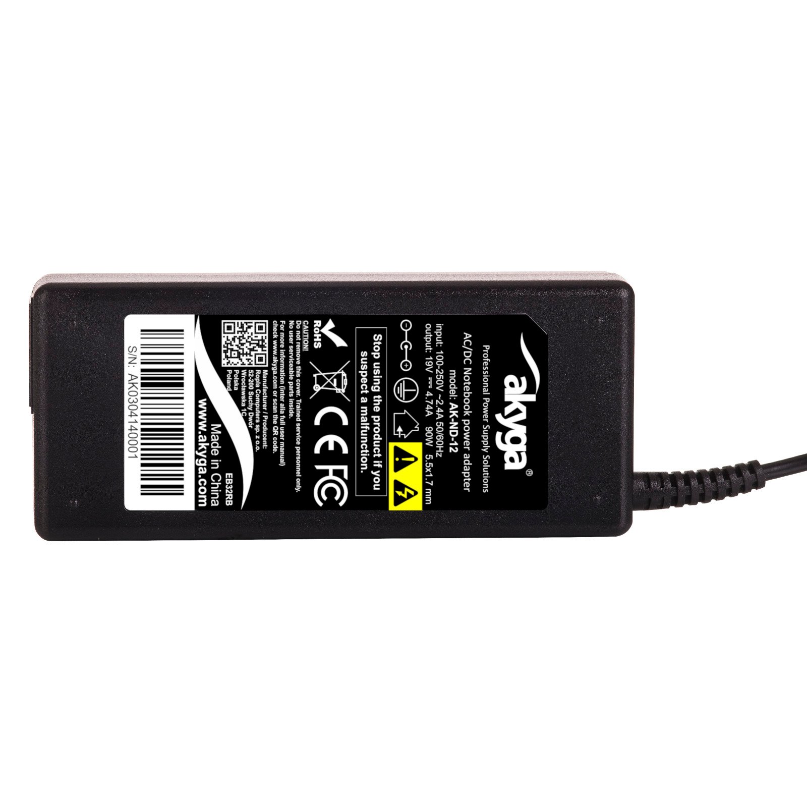 Nabíjačka pre notebooky Akyga 19V/4,74A/90W 5,5x1,7 mm pre Acer