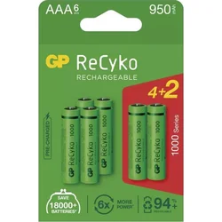 Nabíjecí baterie GP ReCyko 1000 AAA (HR03), 6 ks