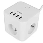 Nabíjecí stanice Huslog 12W 3xzásuvka , 4xUSB bílá