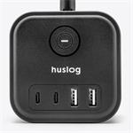 Nabíjecí stanice Huslog 15W 3xzásuvka, 2xUSB-C, 2xUSB černá