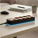Nabíjecí stanice Huslog 15W 4xzásuvka, 2xUSB-C, 2xUSB, 5x vypínač černá