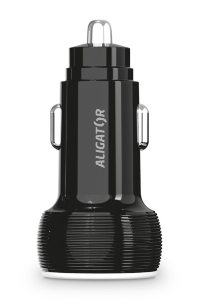 Nabíječka do auta ALIGATOR s USB-C kabelem a 2xUSB výstupem 2.4A, černá