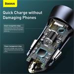 Nabíječka do auta Baseus Golden Contactor Pro s kabelem USB-C 1m 40W 1x USB, 1x USB-C šedá