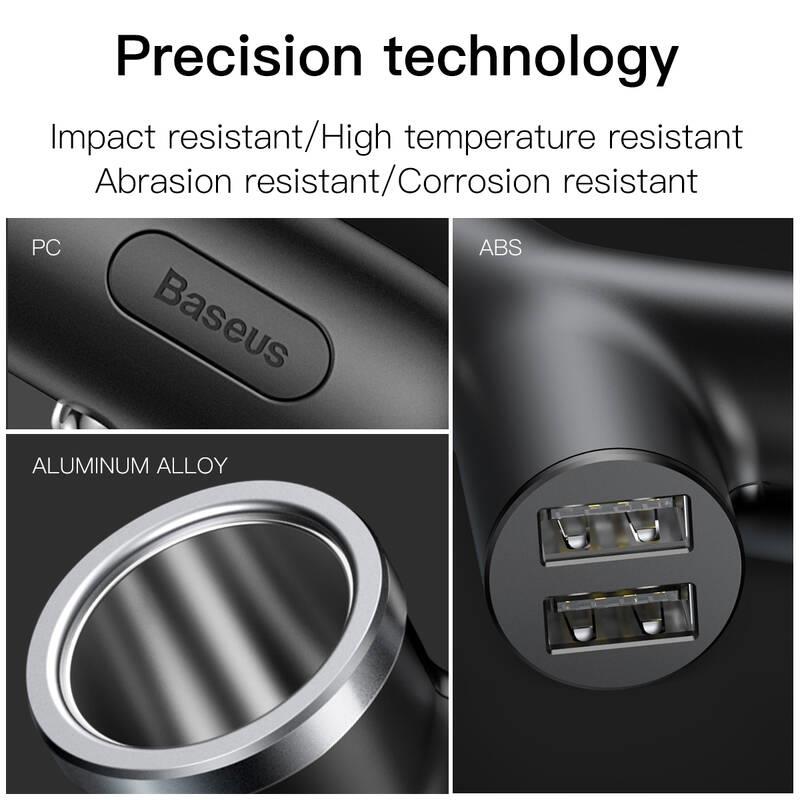 Nabíječka do auta Baseus typ Y 2x USB 40W + Cigarette Lighter Extended černá