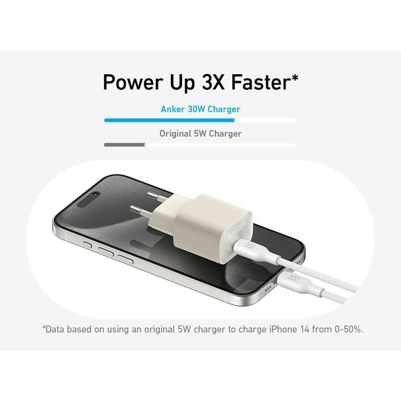 Nabíječka do sítě Anker 511 Nano 4 30W, USB-C bílá