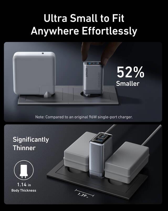 Nabíječka do sítě Anker Prime 100W, 2xUSB-C, 1xUSB-A stříbrná