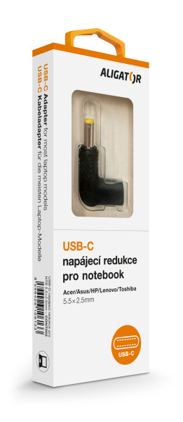 Napájací adaptér USB-C 5,5x2,5 mm pre notebooky Acer/Asus/HP/Lenovo/Toshiba