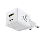 Napájacia nabíjačka Baseus Palm 20W, 1xUSB, 1xUSB-C biela