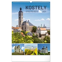 Nástenný kalendár Kostoly a pútnické miesta 2024, 33 × 46 cm