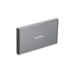 Natec externí box pro HDD 2,5” USB 3.0 Rhino Go, šedý, hliníkové tělo