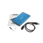 Natec externý HDD box 2,5" USB 3.0 Rhino Go, modrý, hliníkové telo