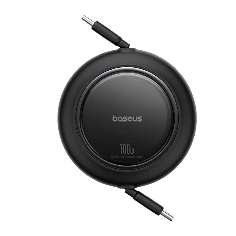 Navíjecí kabel Baseus Free2Pull USB-C/USB-C s nastavitelnou délkou až 1m 100W černý