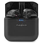 NEDIS bezdrátová sluchátka + mikrofon/ TWS/ BT/ 106 dB/ výdrž 3 hodiny/ hlasové ovládání/ nabíjecí pouzdro/ černé