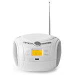 NEDIS CD přehrávač Boombox/ výkon 9 W/ napájení z baterie/ síťové napájení/ stereo/ BT/ FM/ USB/ bílý