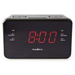 NEDIS digitální budík s rádiem/ LED displej/ 3,5 mm jack/ AM/ FM/ odložené buzení/ časovač vypnutí/ 2 alarmy/ černý