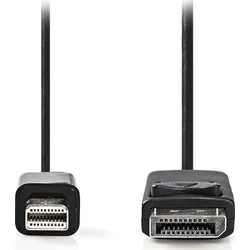 NEDIS Mini DisplayPort/DisplayPort 1.2 kábel/ mini DisplayPort konektor - DisplayPort konektor/ 4K/ čierny/ 3 m