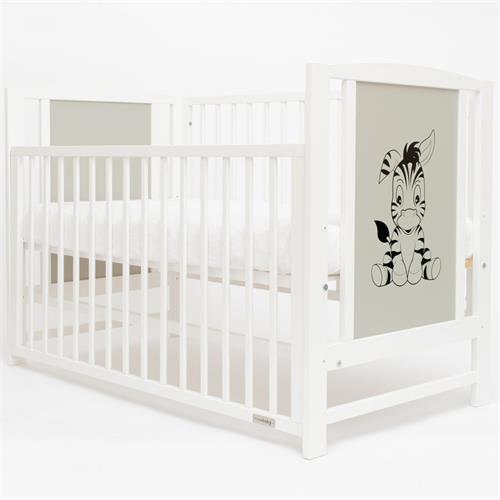 New Baby Detská postieľka BEA Zebra s odnímateľnou bočnicou bielo-sivá