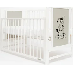 New Baby Detská postieľka BEA Zebra s odnímateľnou bočnicou bielo-sivá