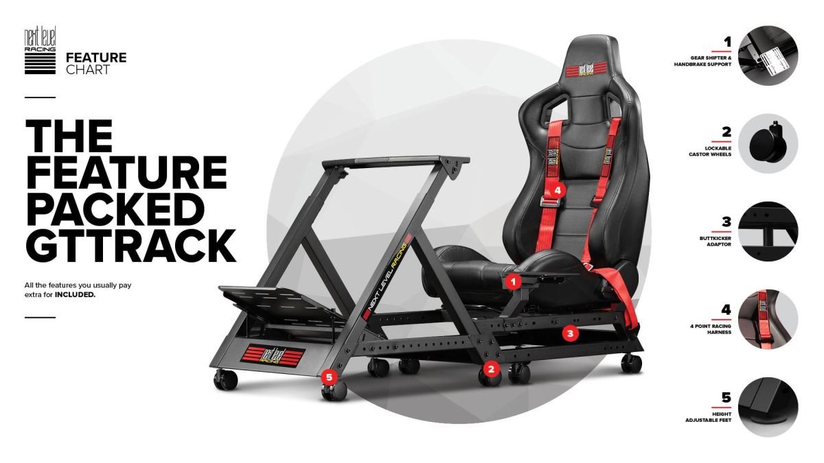 Next Level Racing GTtrack Racing Simulator, pretekársky kokpit