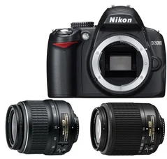 Nikon zrcadlovka D3000 + 18-55 AF-S DX VR+55-200 AF-S VR, 10.2 MPix