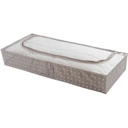 Nízký textilní úložný box Compactor Rivoli 107 x 46 x 16 cm, hnědá s bílými puntíky