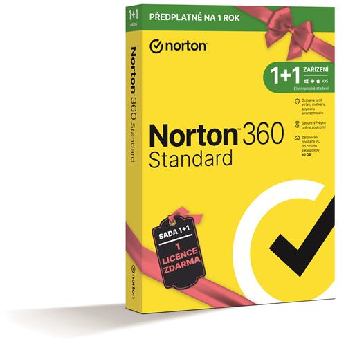 NORTON 360 STANDARD 10GB CZ 1užívateľ, 1 zariadenie, 12 mesiacov, 1+1 ZDARMA, krabica