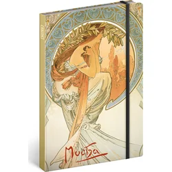 Notes Alfons Mucha – Poezie, linkovaný, 13 × 21 cm